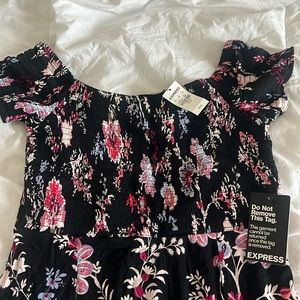 Off the shoulder floral black maxi dress